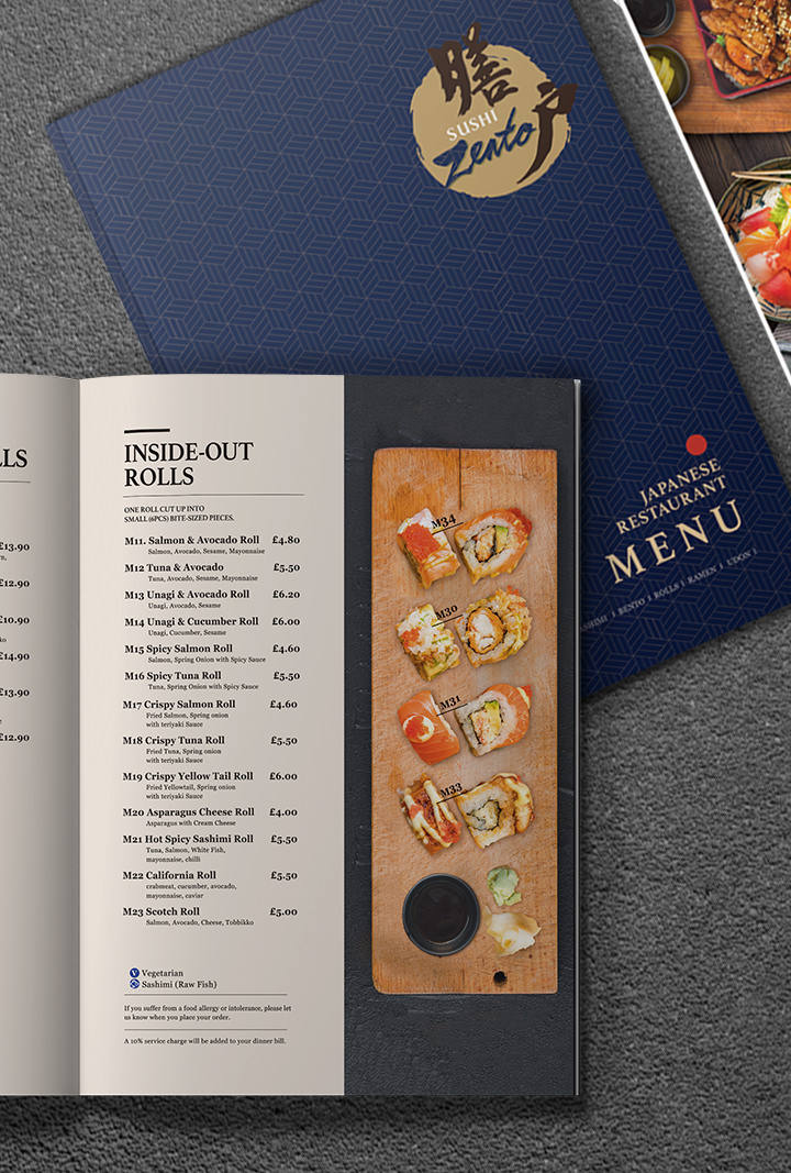 Graphic Design - Sushi Zento restaurant menu
