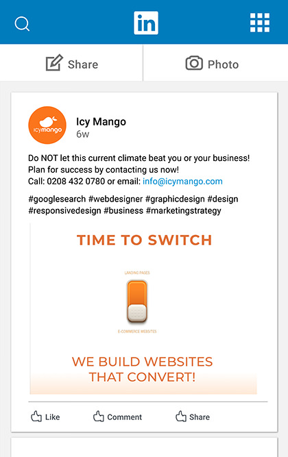 Social Media - Icy Mango - LinkedIn post