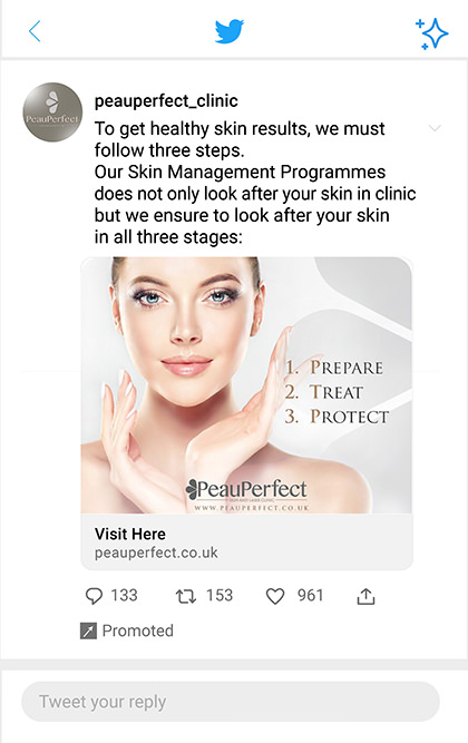 Social Media - Peau Perfect - Twitter post